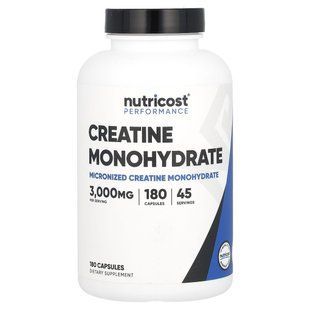 Nutricost, Performance, Creatine Monohydrate, 3,000 mg , 180 Capsules (750 mg per Capsule) купить в Киеве и Украине
