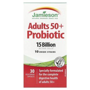 Jamieson Vitamins, Adults 50+ Probiotic, 15 Billion, 30 Vegetarian Capsules купить в Киеве и Украине