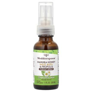 Wedderspoon, Manuka Honey & Propolis Throat Spray, Chamomile Mint, MGO 400+, 1 fl oz (30 ml) купить в Киеве и Украине