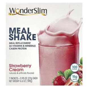 WonderSlim, Meal Shake, полуничний крем, 7 пакетиків по 27 г (0,95 унції)