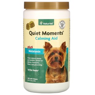 Успокаивающее средство для спокойных моментов, плюс мелатонин, Quiet Moments Calming Aid, Plus Melatonin, NaturVet, 30-дневный запас, 70 мягких жевательных таблеток купить в Киеве и Украине