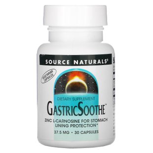 Успокоение желудочно-кишечного тракта, GastricSoothe Zinc L-Carnosine, Source Naturals, 37,5 мг, 30 капсул купить в Киеве и Украине