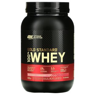 Сывороточный протеин изолят Optimum Nutrition (100% Whey Gold Standard) 909 г со вкусом клубники купить в Киеве и Украине