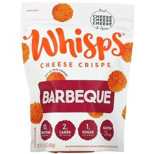 Сырные чипсы BBQ с беконом, Bacon BBQ Cheese Crisps, Whisps, 60 г купить в Киеве и Украине