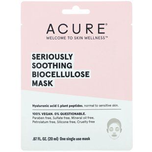 Seriously Soothing, Biocellulose Mask, Acure, 1 single mask, 0.845 fluid ounces (25 ml)
