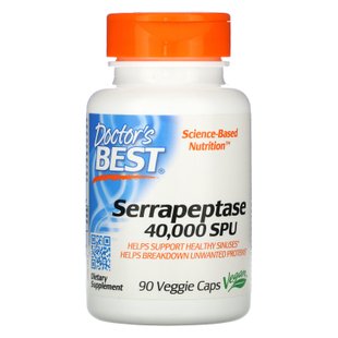 Серрапептаза, Serrapeptase, Doctor's Best, 90 растительных капсул купить в Киеве и Украине