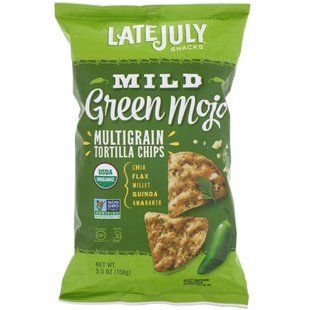 Мультизерновые чипсы из тортильи, мягкий зеленый мохо, Multigrain Tortilla Chips, Mild Green Mojo, Late July, 156 г купить в Киеве и Украине