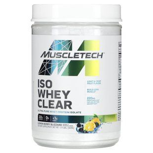 Ultraclean protein isolate, lemon berry Blizzard, ISO Whey Clear, Muscletech, 1.10 lbs (503 g)