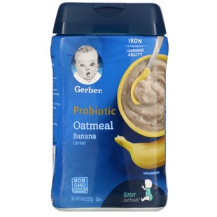 Пробиотическая овсяная каша, банан, Probiotic Oatmeal Cereal, Banana, Gerber, 227 г купить в Киеве и Украине