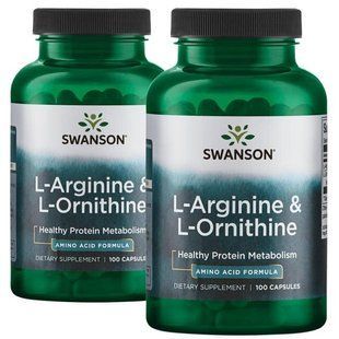 L-arginine and L-ornithine, L-Arginine & L-Ornithine, Swanson, 200 capsules