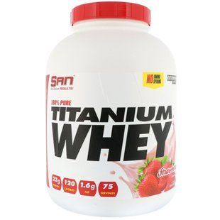 Протеин сывороточный 100% SAN Nutrition (100% Whey Protein) чистая клубника 2273 г купить в Киеве и Украине