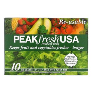 Многоразовые пакеты для хранения продуктов, PEAKfresh USA, 10 - 12 x 16 дюймов, с проволочным креплением купить в Киеве и Украине