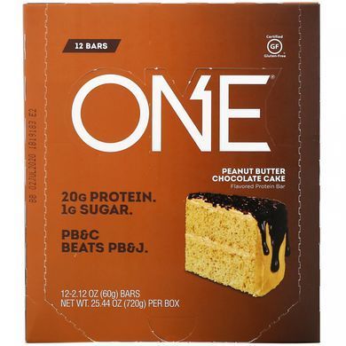 Bar One, chocolate cake with peanut butter, One Brands, 12 bars, 60 g (2.12 oz) each