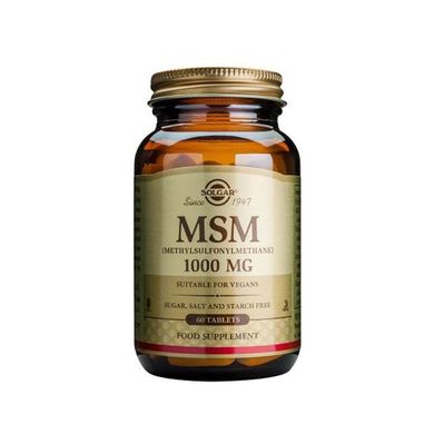 МСМ метилсульфонілметан Solgar (MSM) 1000 мг 60 таблеток