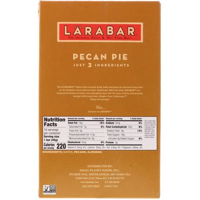 Батончики зі смаком пекановий пиріг Larabar 16 бат.