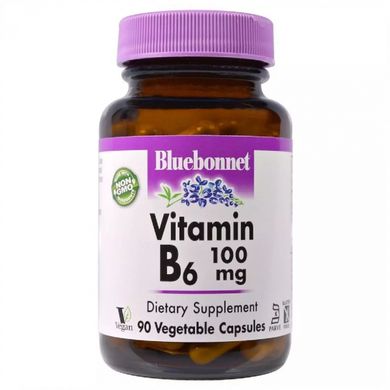Вітамін B6 Bluebonnet Nutrition (Vitamin B6) 100 мг 90 вегетаріанських капсул