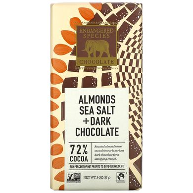 Чорний шоколад з морською сіллю і мигдалем Endangered Species Chocolate (Dark Chocolate) 85 г