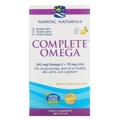 Омега 3-6-9 Nordic Naturals (Complete Omega) 180 капсул зі смаком лимона