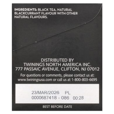 Чай черный с черной смородиной Twinings (Black Tea) 20 пак. 40 г купить в Киеве и Украине