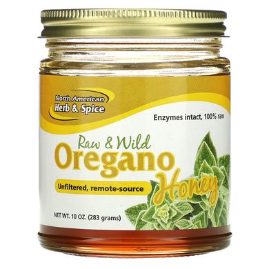 Мед з орегано, необроблений, Oregano Honey, North American Herb & Spice Co, 266 г