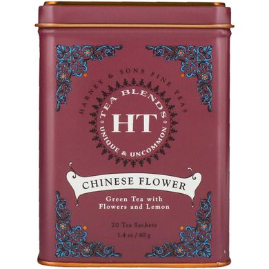 Китайський квітка, Harney ,Sons, 20 чайних пакетиків, 14 унцій (40 г)