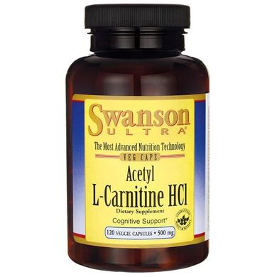 Ацетил L-Карнітин Гидрохлорид, Acetyl L-Carnitine HCl, Swanson, 500 мг, 120 капсул