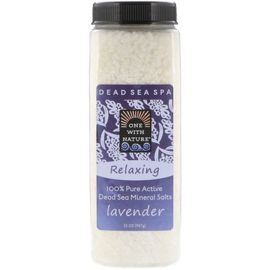 Мінеральна сіль для ванни аромат лаванди One with Nature (Mineral Salts) 907 г