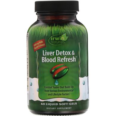 Детокс печінки і оновлення крові, Liver Detox,Blood Refresh, Irwin Naturals, 60 рідких капсул