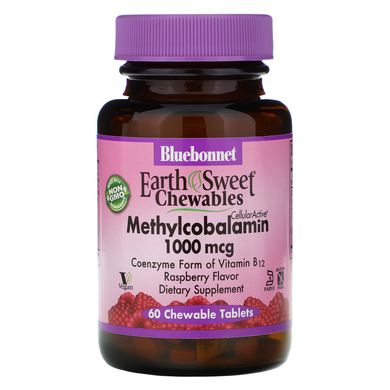 Вітамін B12 Bluebonnet Nutrition (Methylcobalamin B12) 1 000 мкг 60 таблеток зі смаком малини