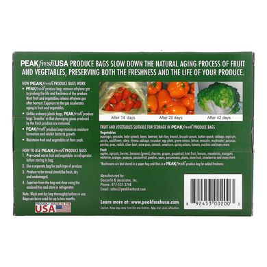 Багаторазові пакети для зберігання продуктів, PEAKfresh USA, 10 - 12 x 16 дюймів, з дротовим кріпленням