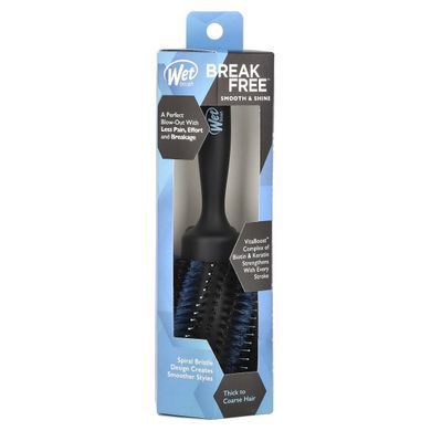 Wet Brush, Кругла щітка для гладкості та блиску, вільна, гладка та сяюча, для густого / грубого волосся, 1 щітка