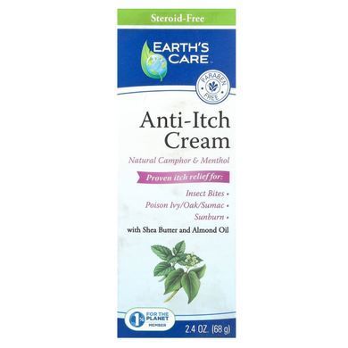 Крем проти сверблячки, олія дерева Ши і мигдальне олія, Anti-Itch Cream, Shea Butter and Almond Oil, Earth's Care, 68 г