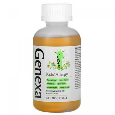 Genexa, Kid's Allergy, средство с антигистаминным действием, для детей от 6 лет, с сиропом агавы, 118 мл (4 жидк. Унции) купить в Киеве и Украине