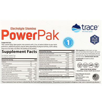 Електроліти Trace Minerals Research (Electrolyte Stamina Power Pak) 30 пакетиків зі смаком мандарина