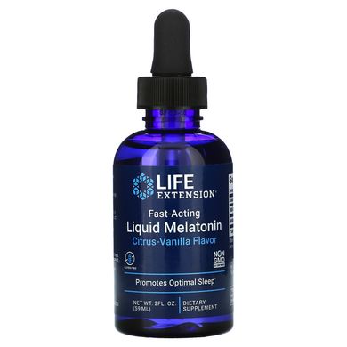 Швидкодіючий рідкий мелатонін з цитрусово-ванільним смаком, Fast-Acting Liquid Melatonin Citrus-Vanilla Flavor, Life Extension, 2 рідких унції (59 мл)