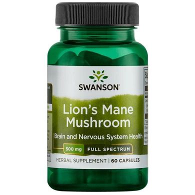 Їжовик Гребінчастий Swanson (Full Spectrum Lion's Mane Mushroom) 500 мг 60 капсул