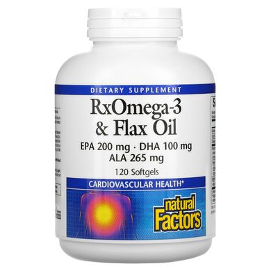 RX Omega-3 і льняне олія, Natural Factors, 120 капсул