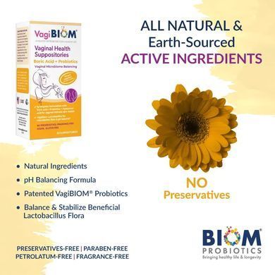 Супозиторії вагінальні борна кислота + пробіотики Biom Probiotics (Boric Acid+Probiotics) 10 шт.