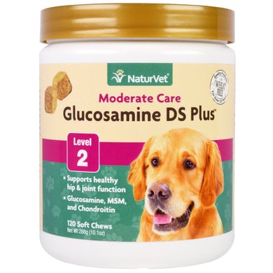 Глюкозамін для собак рівень 2 NaturVet (Glucosamine DS Plus Level 2) 120 жувальних таблеток