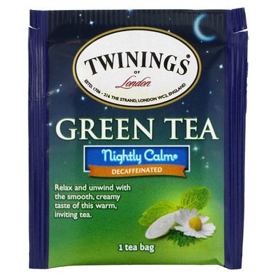 Зелений чай, Nightly Calm, Від природи без кофеїну, Twinings, 20 пакетиків, 40 г