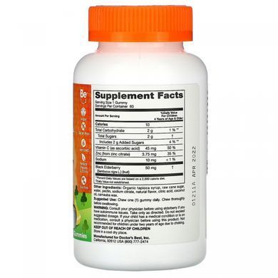 Docs Kids Elderberry with Vitamin C & Zinc Gummies, Berry-Lemon Flavor, Doctors Best, 60 chewables.