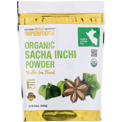 Органічний порошок сача інчі California Gold Nutrition (Superfoods Organic Sacha Inchi Powder) 240 г