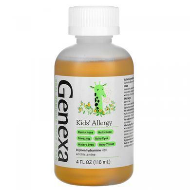 Genexa, Kid's Allergy, средство с антигистаминным действием, для детей от 6 лет, с сиропом агавы, 118 мл (4 жидк. Унции) купить в Киеве и Украине