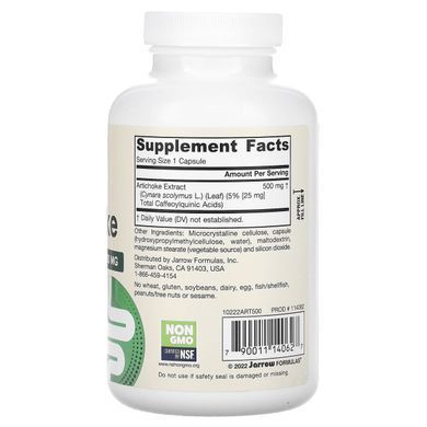 Артишок Jarrow Formulas (Artichoke) 500 мг 180 капсул