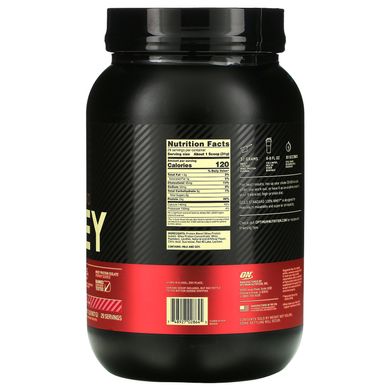Сироватковий протеїн ізолят Optimum Nutrition (100% Whey Gold Standard) 909 г зі смаком полуниці