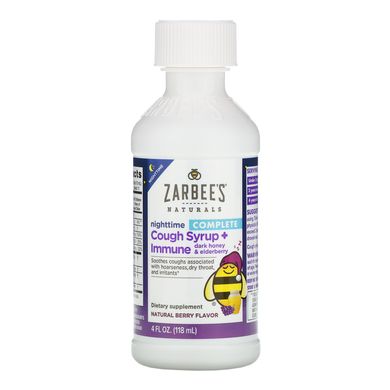 Дитячий повний нічний сироп від кашлю + імунітет, з натуральним ягідним смаком, Zarbee's, 4 рідких унції (118 мл)