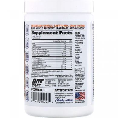 Амінокислоти BCAA з розгалуженим ланцюгом GAT (Flexx BCAAs) 390 г ананас-манго