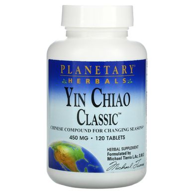 Китайська фітотерапія, суміш, Yin Chiao Classic, Planetary Herbals, 450 мг, 120 таблеток