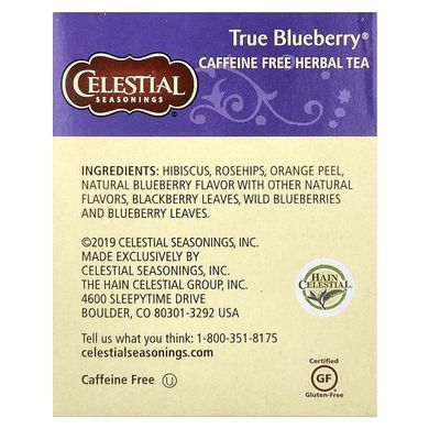 Травяной чай, без кофеина, Черника, Celestial Seasonings, 20 пакетиков, 1,6 унции (45 г) купить в Киеве и Украине