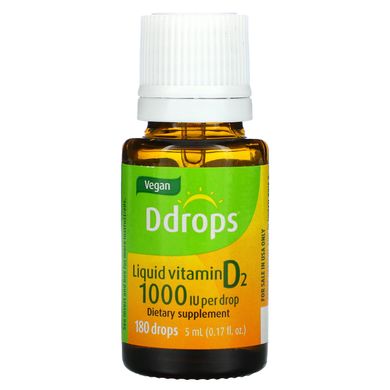 Ddrops, жидкий витамин D2, 1000 МЕ, 0,17 жидкой унции (5 мл) купить в Киеве и Украине